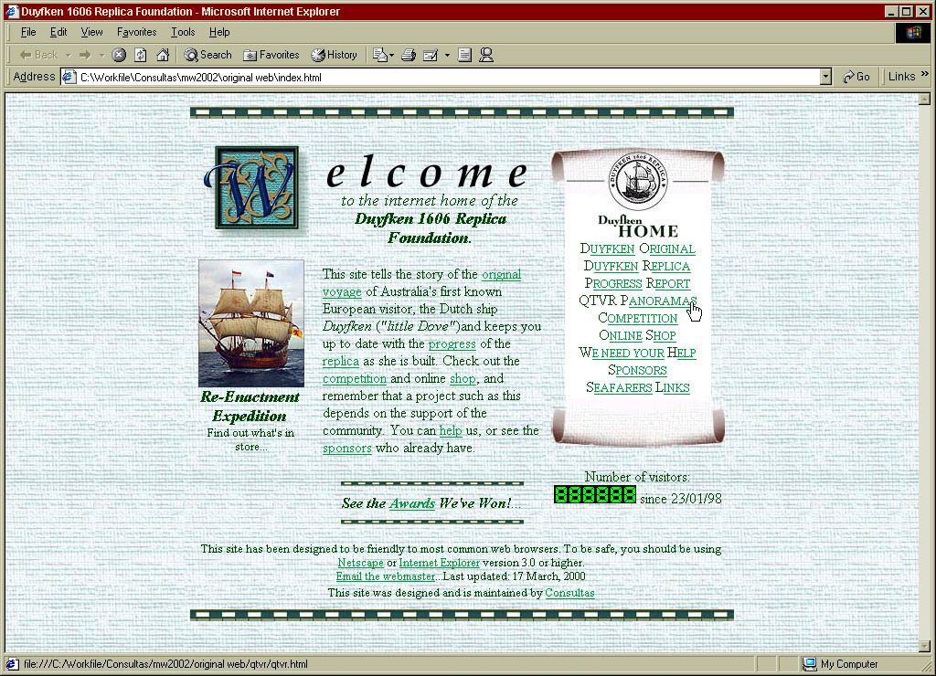 Original Duyfken Web&nbsp; site homepage -1997