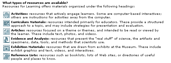 Types of available resources