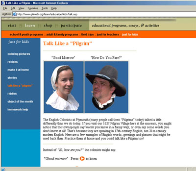 Male and Female Pilgrim in conversation