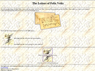 Screen shot: featuring one of the letters of Felix Voltz