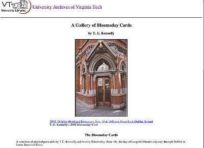 Screen shot: featuring a photograph of an elaborate doorway set into the corner of a brick building: 2002: Dolphin Hotel and Restaurant, Nos. 15 & 16 Essex Street East, Dublin, Ireland