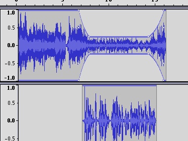 Fig 10: Adjusting the envelope in Audacity