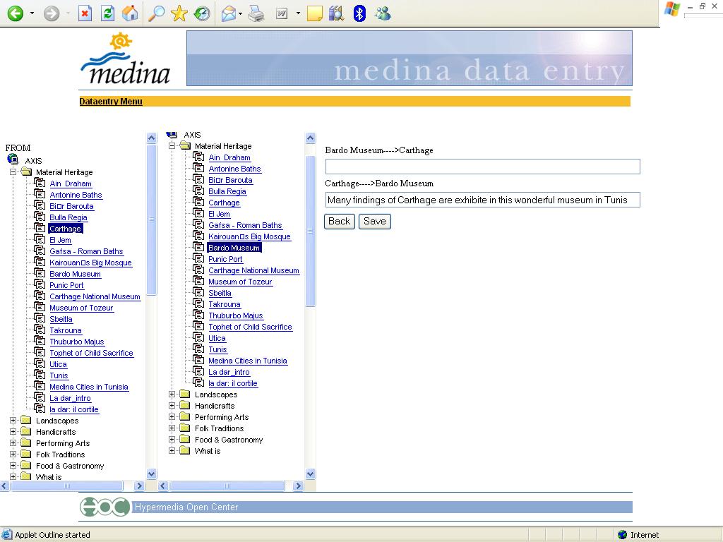 Fig 3: List of topics created for Axis Material Heritage