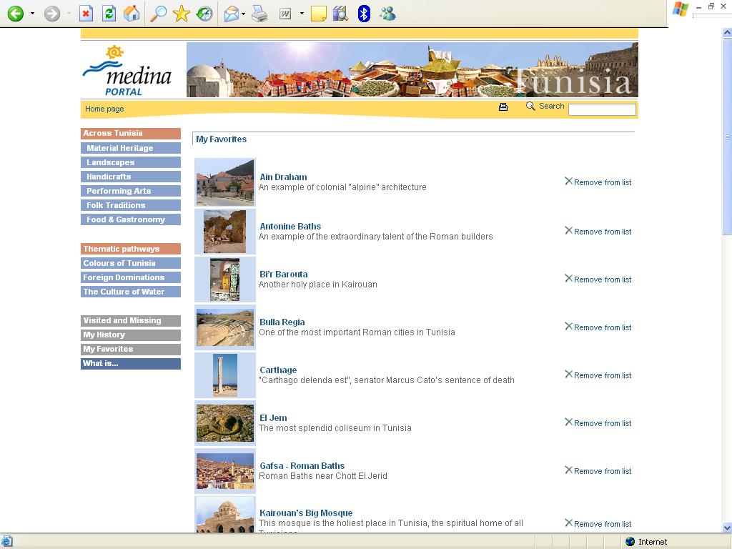 Fig 7: �My Favorites� � a personalized itinerary created during navigation