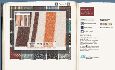 Fig 1.2 Electronic swatchbook showing swatch zoom detail (http://www.powerhousemuseum.com/electronicswatchbook/)