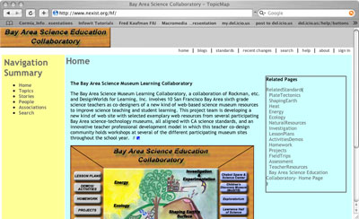 Figure 5: Home Page for Nexist Wiki topic map of Sixth Grade Bay Area Science Education Collaboratory