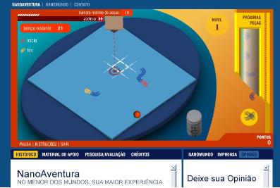 Fig4: Screenshot of the Nanocircuit game. http://www.mc.unicamp.br/nanoaventura (under jogos - jogos on-line)
