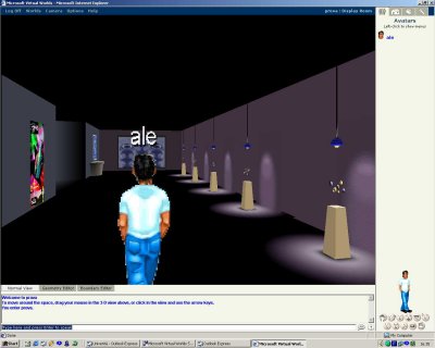 Fig. 3. An art gallery of a museum can be freely navigated with walking movements in Virtual Worlds 