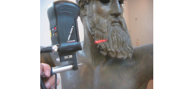 Fig 7. Laser scanning the statue of Zeus at the National Archaeological Museum in Athens, March 2000. Photo University of Melbourne. © Powerhouse Museum. 