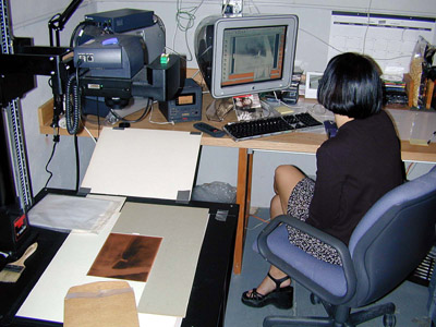 Digital imaging studio at the Museum of Fine Arts, Boston, where 21,000 glass plate expedition negatives have been converted to electronic form.
