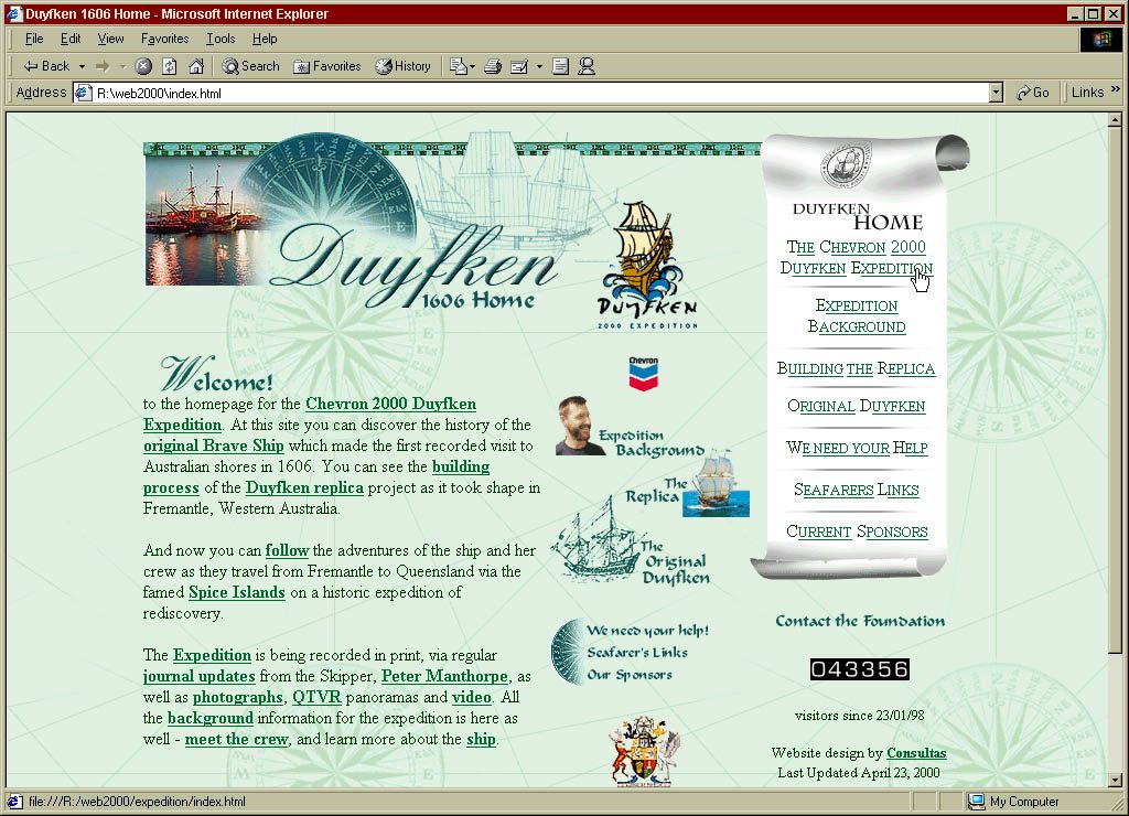 Duyfken Homepage after Chevron 2000 Expedition was added - 2000