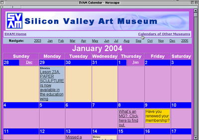 Screen Shot: January 2004 calendar