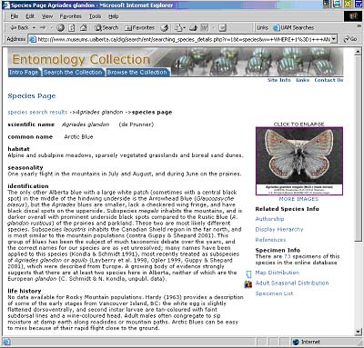 Screen Shot: Species Page