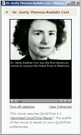 Portrait: Dr Gerty Radnitz Cori, the first American woman to receive the Nobel Prize in Medicine