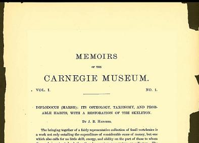 Figure 3. The Memoirs of the Carnegie Museum. http://www.antiquebooks.net/library.html