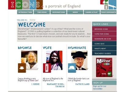 Fig 4: Icons home page http://www.ICONS.org.uk