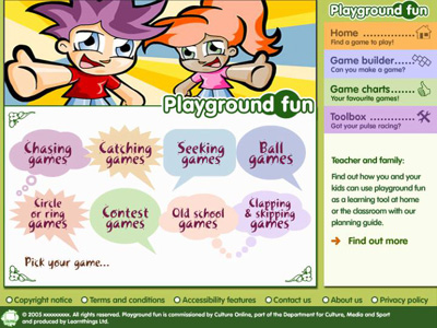Fig 6: Playground Fun home page http://www.playgroundfun.org.uk