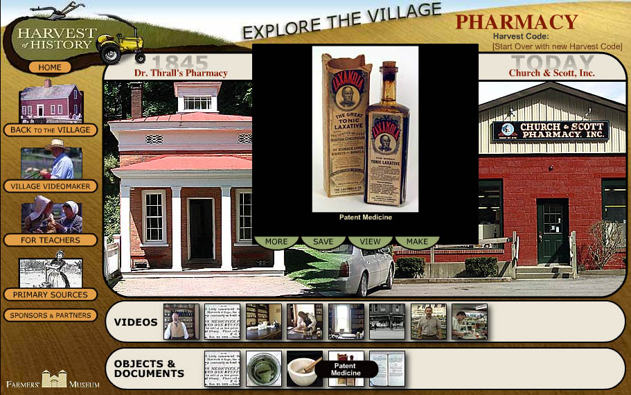 Fig 4: Patent medicine from Dr. Thrall&rsquo;s Pharmacy in &ldquo;Explore the Village.&rdquo;