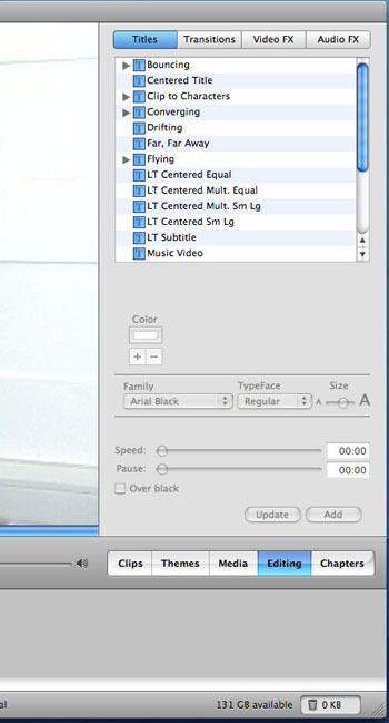 Fig 12: Select Editing and the Titles button