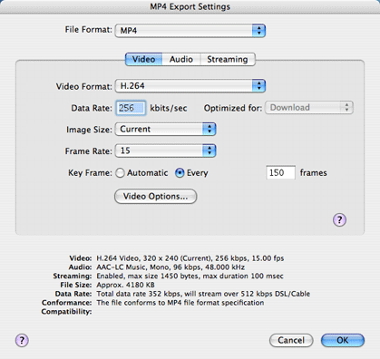 Fig 20: MP4 Export Settings