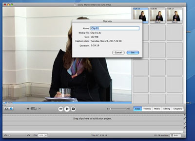 Fig 1: Importing footage in iMovie 
