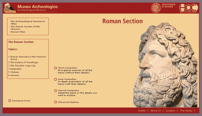 Fig 3: The Roman section of the Archeological Museum of Milan: the home page