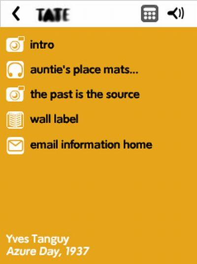 Fig 4: Screenshot from the Tate Modern Multimedia Tour, showing the bookmarking feature.
