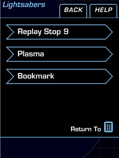 Fig 5: Screenshot from the Star Wars Multimedia Tour at the Boston Museum of Science, showing the bookmarking feature.