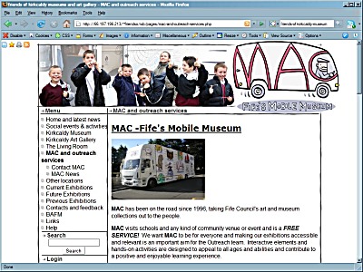 Fig 5: Fife's Mobile Museum home page