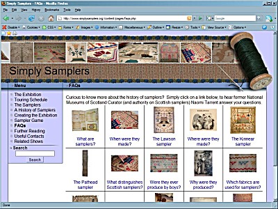Fig 9: Simply Samplers touring exhibition FAQ page http://www.simplysamplers.org/