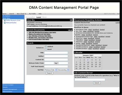 Fig 9: DMA Content Management Portal Page