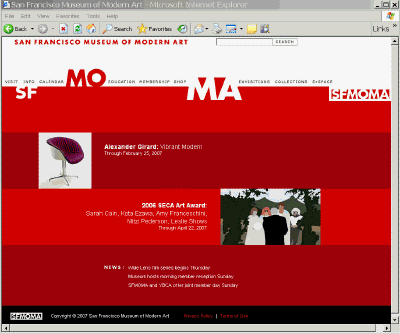 Fig 2: SFMOMA Homepage http://www.sfmoma.org