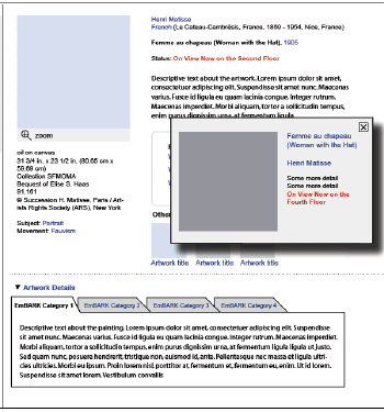 Fig 3: Detail of Artwork Detail Page schematic