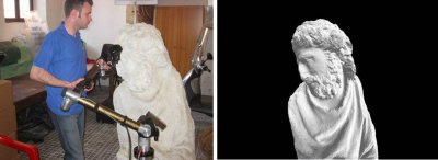 Fig 2: Sculptures acquisition using 3D laser scanning