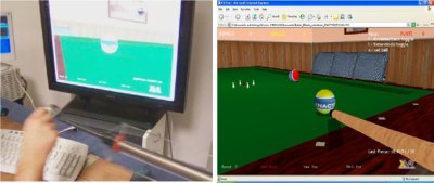 Fig 7:  Using HapticWeb to add force-feedback to a Web-based simulation of the pool game