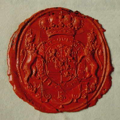 Fig 5: Print of the seal of William V, prince of Orange. Image used courtesy of  the Dutch Royal Archives.