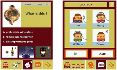 Fig 6: Screenshots of the question (left) and the chatbox (right) interface